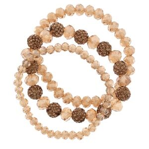 3 Row Glass & Pave Ball Bracelet Set
